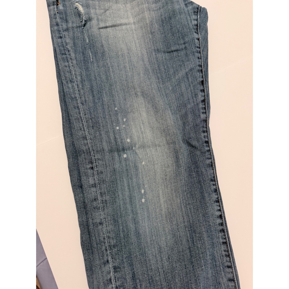 Lucky Brand 221 Original Straight Jeans Blue Distressed Paint Splatter 32x32 - Picture 6 of 10